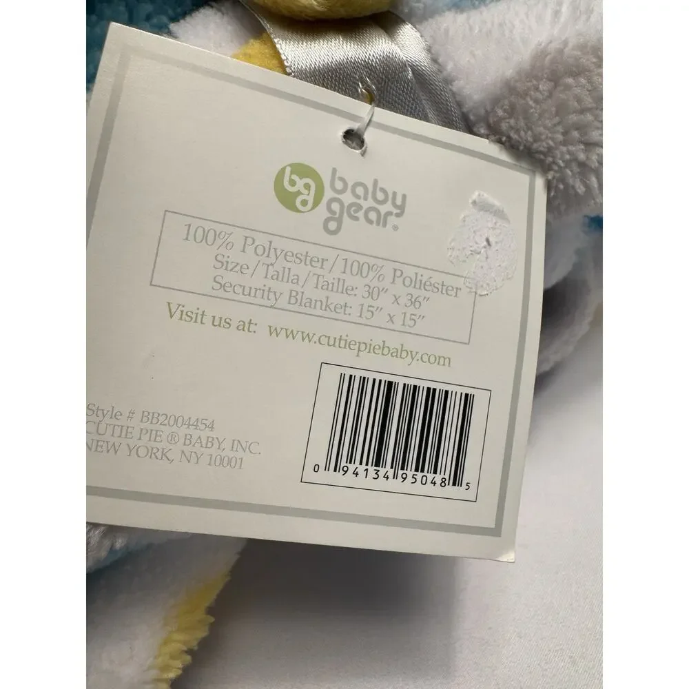 Baby Gear Lion Fleece Baby Blanket‎ and Lovey Gift Set Blue Yellow White New